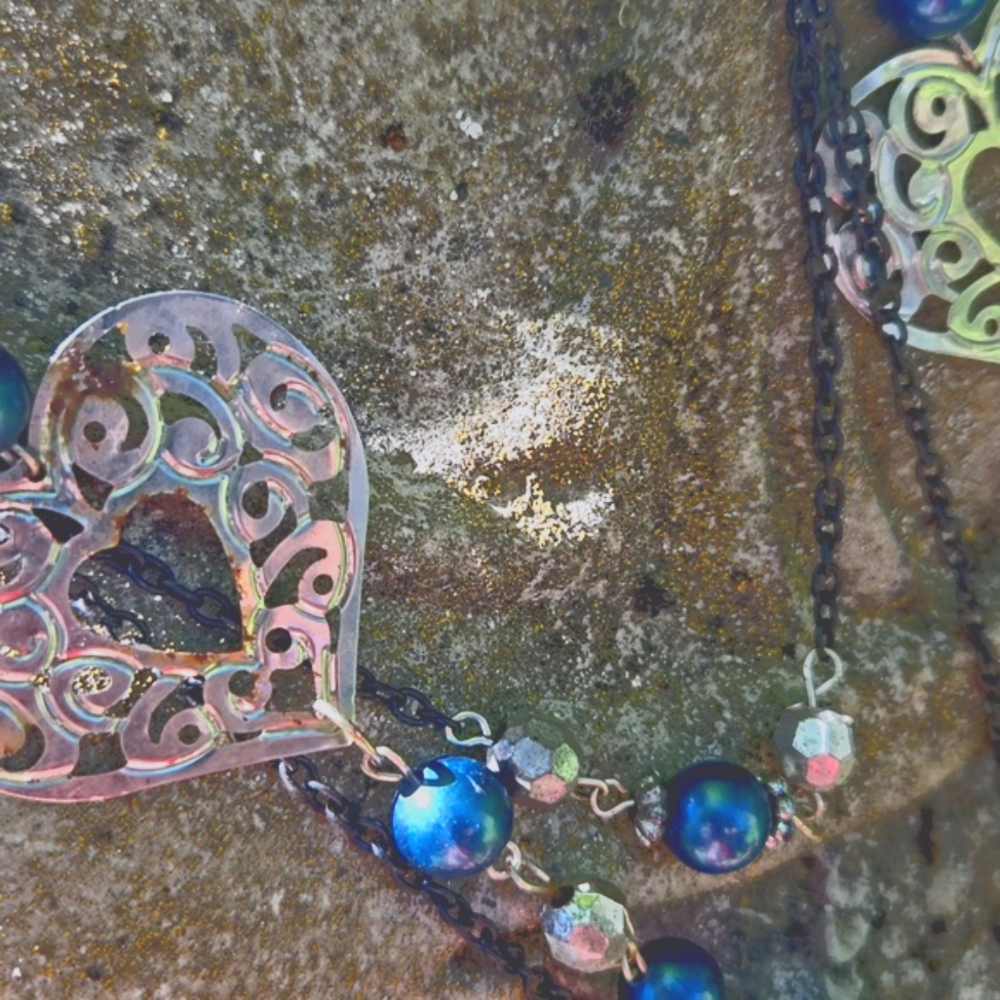 Vintage 60's Turqouise Silver Brass Necklace.Costume Jewelry (BIN 008)